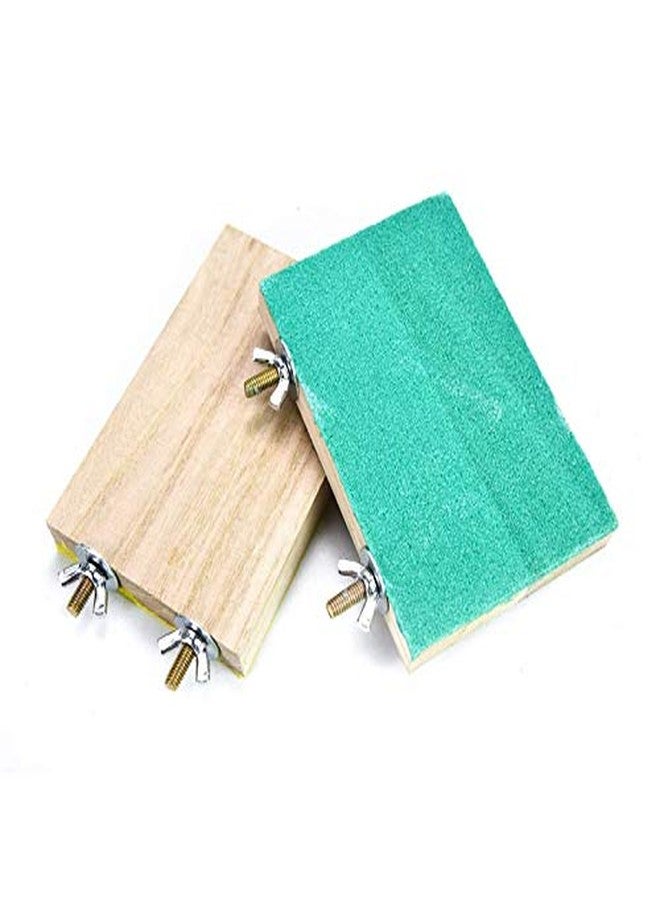 ويستيرن إرا منصة رملية خشبية طبيعية من ويسترن إيرا مع ألعاب مجثم، ملحق قفص مثالي للطيور والهامستر (مجموعة من 4 قطع) (لون عشوائي) - Image 3