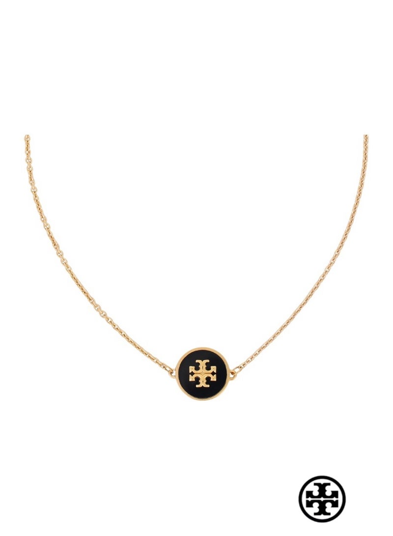 Burch TB enamel black round necklace - Image 1
