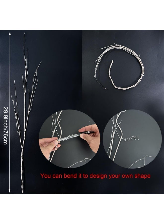 5 Pcs Artificial Willow Birch Branches, Bendable Twigs for Home Decor, 29.5 inch, Dirty White - Image 2