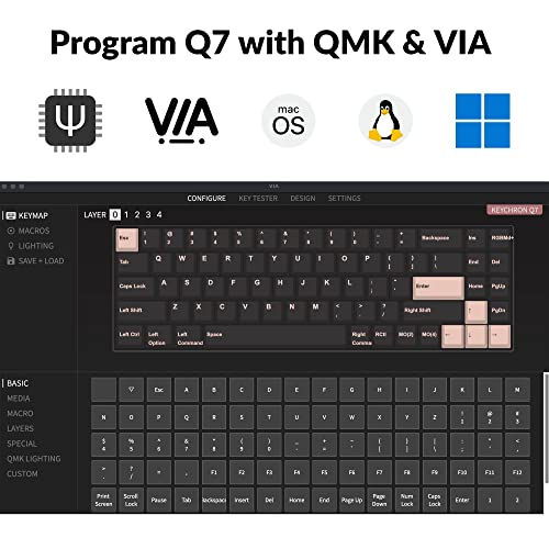 Keychron Q7 Wired Custom Mechanical Keyboard, 70% Layout QMK/VIA Programmable Macro with Hot-swappable Gateron G Pro Brown Switch Double Gasket Compatible with Mac Windows Linux (Black) - Image 3