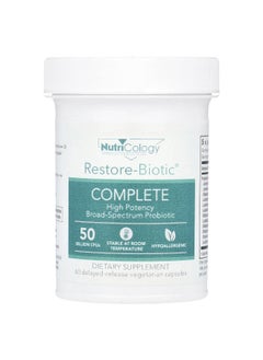Nutricology Nutricology, Restore-Biotic® Complete, 50 Billion CFUs, 60 Delayed-Release Vegetarian Capsules  - Image 1