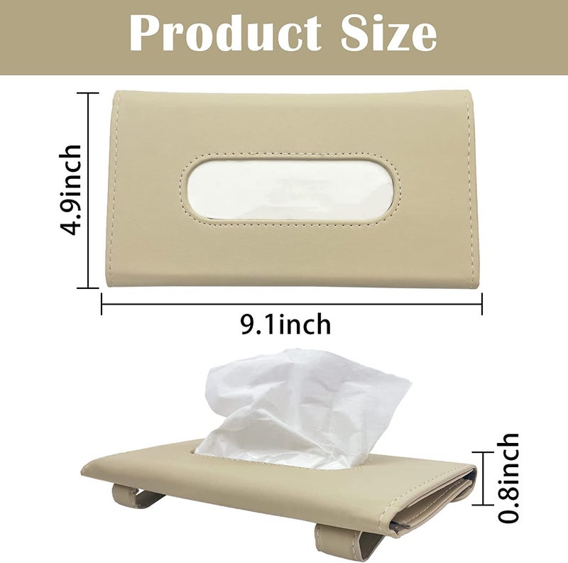 SARTE Car Tissue Holder, Sun Visor Napkin Holder, Car Visor Tissue Holder, Tissue Holder for Car (Beige) - Image 3
