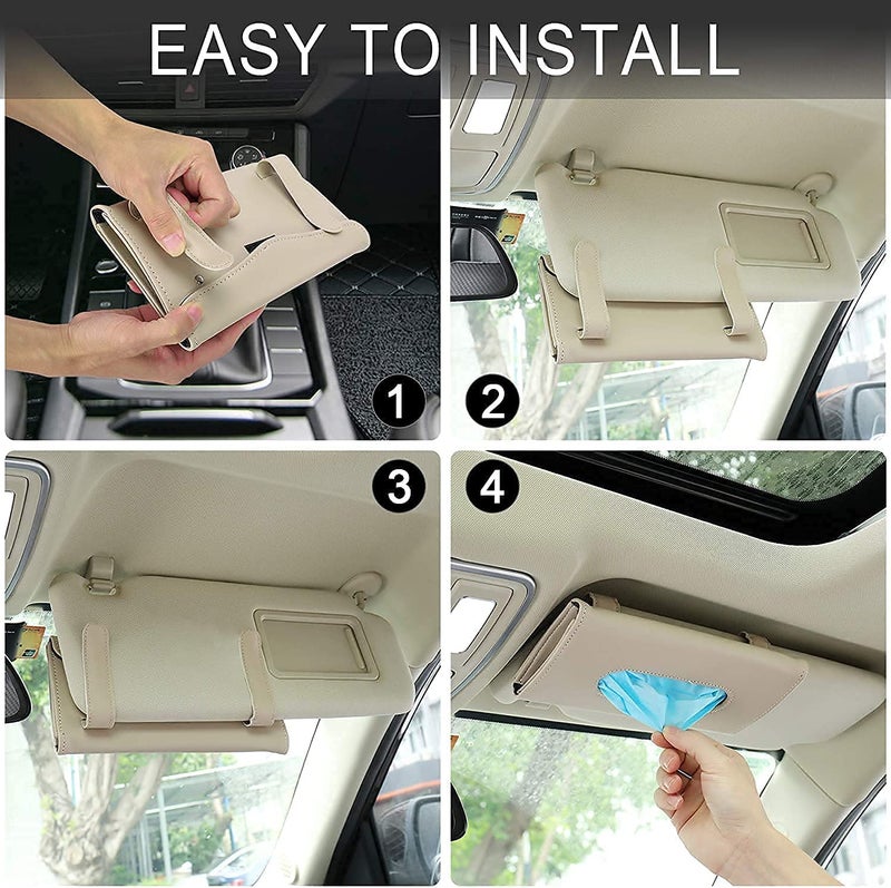 SARTE Car Tissue Holder, Sun Visor Napkin Holder, Car Visor Tissue Holder, Tissue Holder for Car (Beige) - Image 5