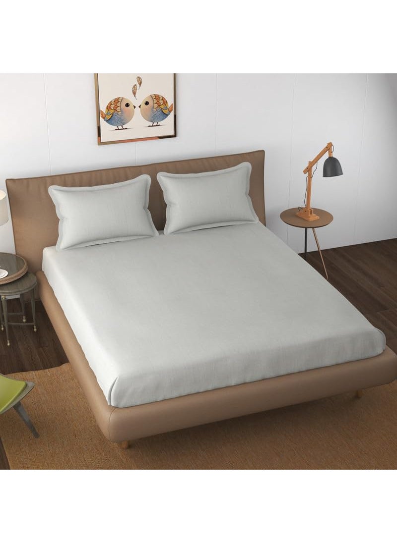 Florida Florida Plain Cotto King Size Bedsheet for Double Bed with 2 King Size Pillow Covers 300 TC Size (275 Cm X 275 Cm) Pillow (46 Cm X 69 Cm) Solid Color Grey  - Image 2