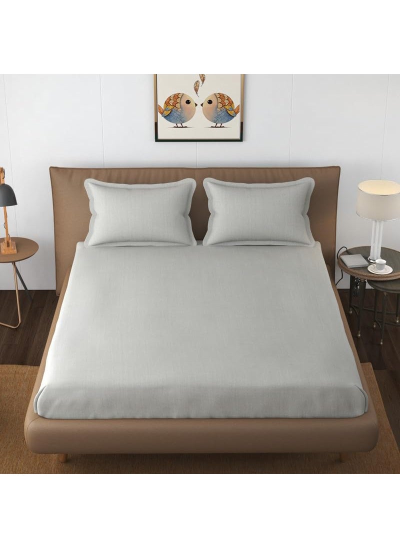Florida Florida Plain Cotto King Size Bedsheet for Double Bed with 2 King Size Pillow Covers 300 TC Size (275 Cm X 275 Cm) Pillow (46 Cm X 69 Cm) Solid Color Grey  - Image 1