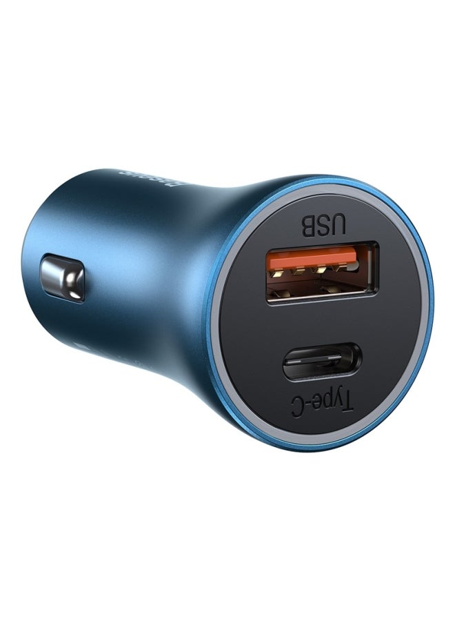 بيسوس محول شاحن سريع للسيارة بقوة 40 وات بوصلة USB ثنائية وتقنية شحن سريع QC 3.0 وPD ومقبس سيارة لهواتف آيفون 13 برو/ 13 برو ماكس/ 13/ 13 ميني/ 12 برو ماكس/ 11 برو ماكس/ وآي باد 9 الجديد وآي باد ميني 6 وجالاكسي S20 وS10 وغيرها من الأجهزة أزرق - Image 1