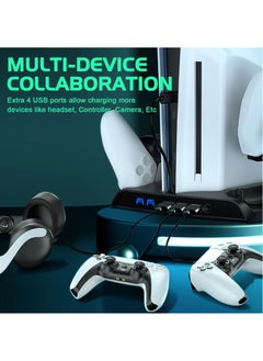 KJH The PS5 Slim Cooling Stand with Charging Station for Playstation 5 Slim Console(Digital/Disc)  - Image 4