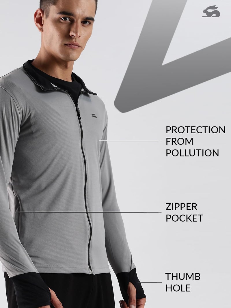 ADRO Sunscreen Jacket for Men UV Sun Advanced Protection Running Jackets For Men Biker Jackets with Zipper Sports jacket for men | SSJ-PLN-GR-3XL - Image 3