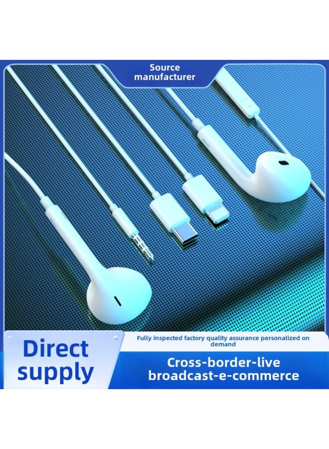 White Wired Headphones For-apple-huawei-xiaomi-VIVO-OPOP-cell Phone-tablet-notebook-Color:Typec Flat Mouth Basic Model  - Image 2