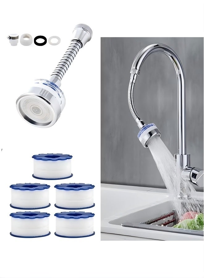 Sink Filter Faucet, Universal 360 Degree Swivel Bathroom Sink Filter with 5 Cartridges, Kitchen Faucet Water Filter