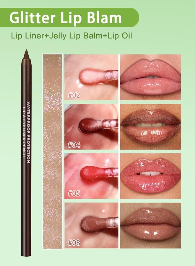 DuaTana Brown Lip Liner Waterproof Lip Kit with Lips Oil Gloss Plumper Jelly Lips Balm Clear Shimmer Combo,Moisturizing Lipstick Tinted Lipoil Lightweight Non Sticky Liquid Lipstick Women Makeup Gift-Set 02 - Image 3