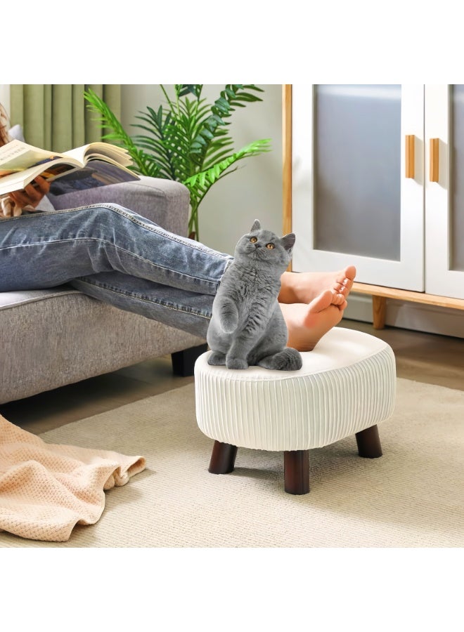 والالا مسند قدم عثماني على شكل صابونة - مسند قدم محمول متعدد الأغراض مع بطانة ناعمة، مقعد صغير لتغيير الأحذية لغرفة المعيشة وغرفة النوم، أبيض (35×25×22 سم) - Image 5