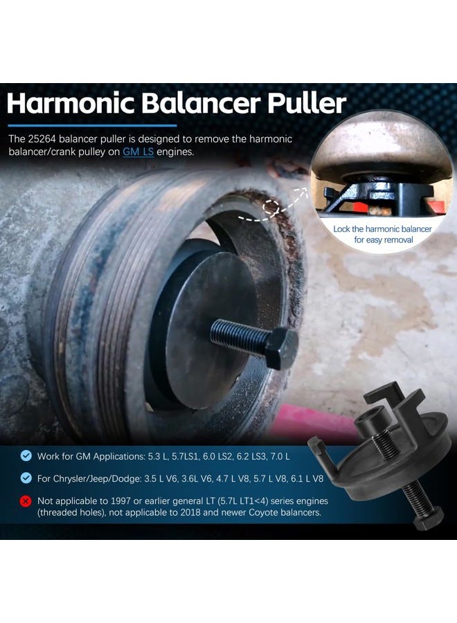 Sunluway For GM Harmonic Balancer Puller 25264 - Crank Pulley Puller Removes Harmonic Balancers Without Tapped Holes Compatible for Dodge, Jeep, Chrysler - Image 2