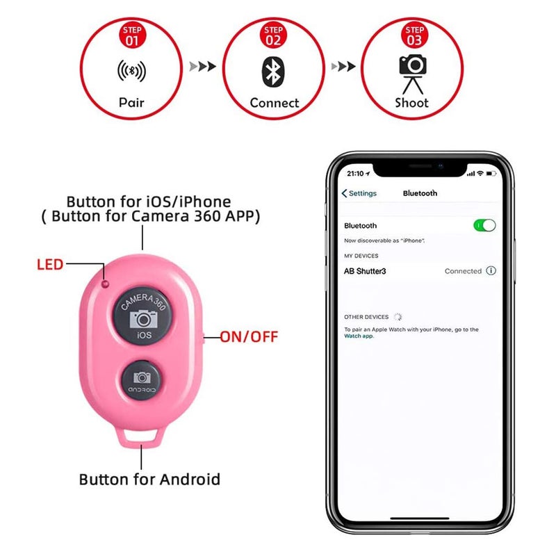 Wireless Camera Shutter Remote Control for Smart Phones- Compatible with iOS/Android (1 White+1 Black)