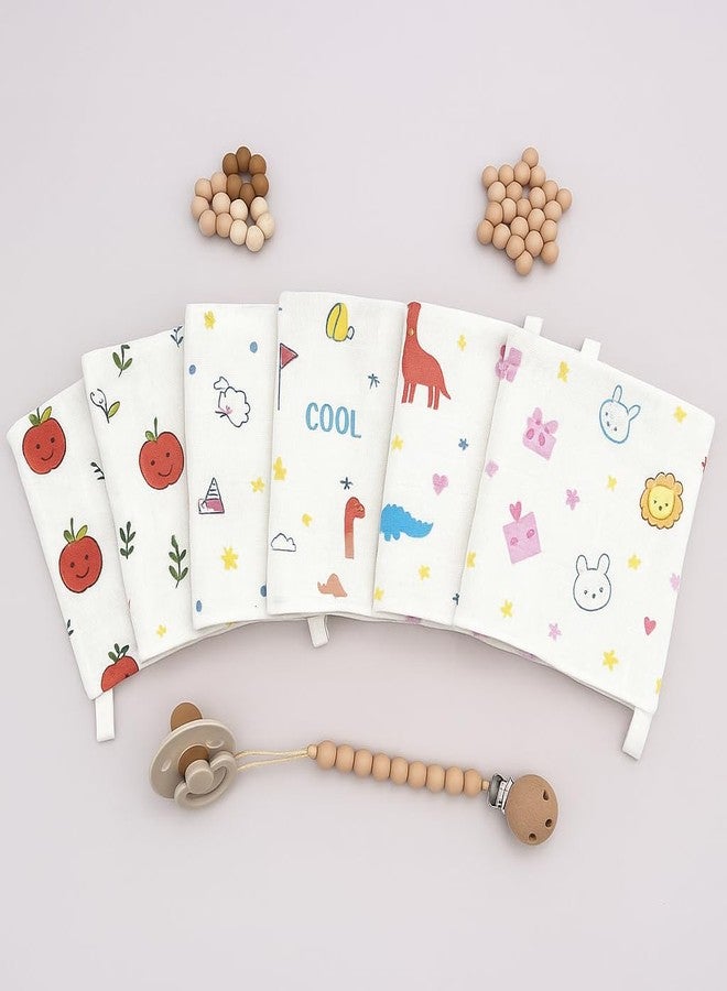 Firstblow 14 Pcs Muslin Cotton Cloth Premium Baby Washcloth for New Born, Washable, Reusable, Absorbent, Extra Soft Face Towels/Hankies for Babies, Stars, Balloons Random Print - Image 4