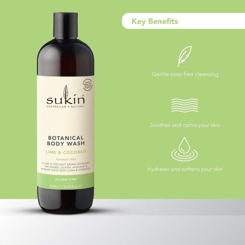 Sukin Botanical Body Wash, Lime & Coconut, 16.9 Fl Oz - Image 4