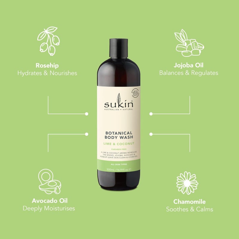 Sukin Botanical Body Wash, Lime & Coconut, 16.9 Fl Oz - Image 5