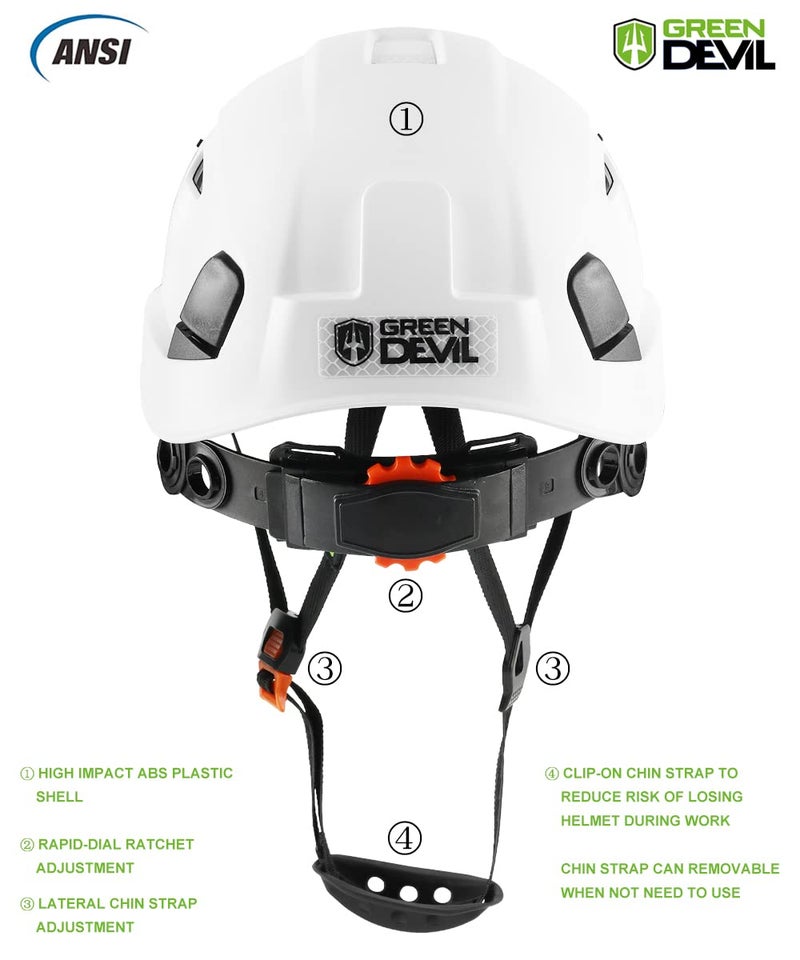 GREEN DEVIL Safety Helmet Hard Hat Adjustable Lightweight Vented ABS Work Helmet for Men and Women 6-Point Suspension ANSI Z89.1 Approved Ideal for Industrial & Construction - Image 4