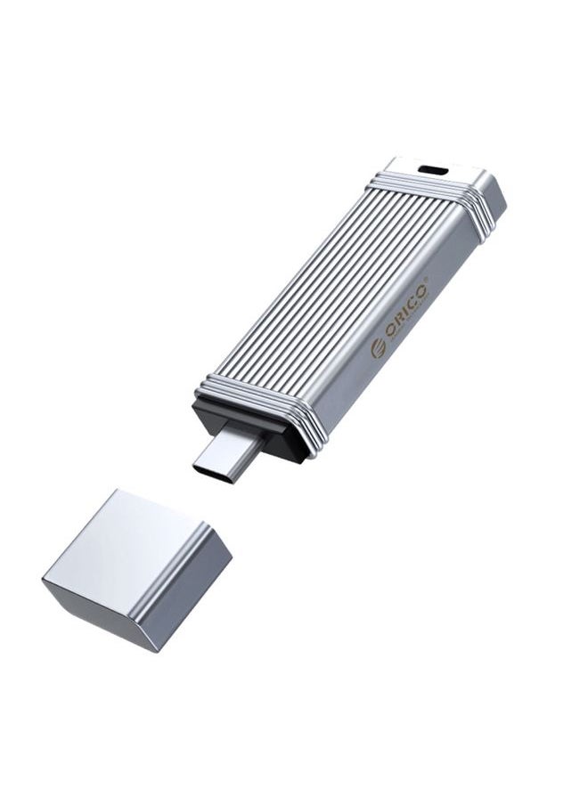 BURAQ ORICO USB Flash Drive, Read: 100MB/s, Write: 50MB/s, Memory:32GB, Port:Type-C(Silver)  - Image 1