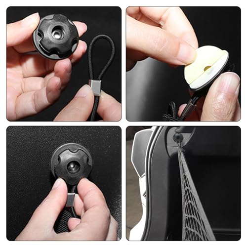 Flylin Car Rear Cargo Net, Adjustable Elastic Trunk Cargo Storage Organizer Net Car Interior Accessories Stretchable with Hooks, Nylon Car Rear Mesh Bag Double-Layer for SUVs, Cars, and Trucks 35.4"x15.8" - Image 4