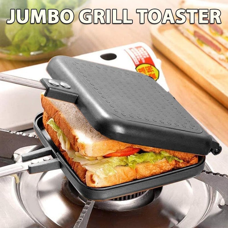 SWAURSAHA NonStick Jumbo Grill Gas Sandwich Toaster with 6 Reusable Dishcloth Wire Scrubber Big Bread Grill Gas Sandwich Maker Dishwashing Rags - Image 2