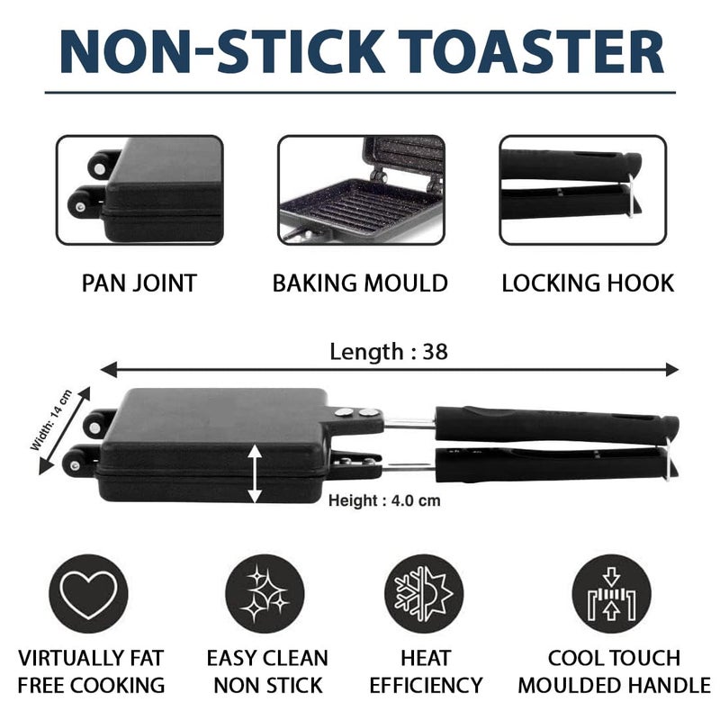 SWAURSAHA NonStick Jumbo Grill Gas Sandwich Toaster with 6 Reusable Dishcloth Wire Scrubber Big Bread Grill Gas Sandwich Maker Dishwashing Rags - Image 4