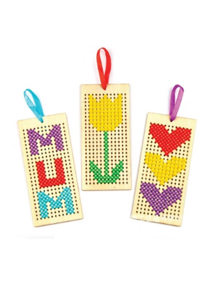 INSENSE DIY Handmade Wooden Embroidery Bookmark Set, Handmade Threaded Book Clip Set, Craft Decoration, Rectangular Wooden Craft Embroidery DIY Handmade Material Packaging, DIY Beginner Set, Including Colored Thread, Tools, and Instructions, Suitable for Creative Gifts for Moms and Friends - Image 5