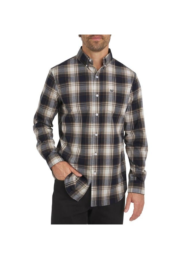 Chaps Men's Classic Fit Long Sleeve Button Down Stretch Poplin Casual Shirt, Chestnut, L - Image 1