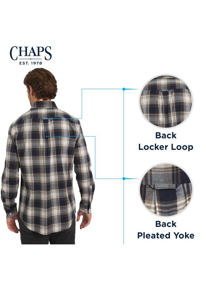 Chaps Men's Classic Fit Long Sleeve Button Down Stretch Poplin Casual Shirt, Chestnut, L - Image 4