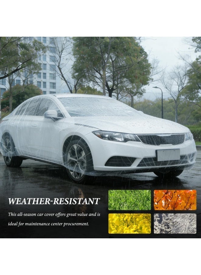 Arabest Disposable Car Cover Clear Plastic Car Cover Outdoor Universal Rain Dust Garage Cover with Elastic Band(2 PCS) - Image 4
