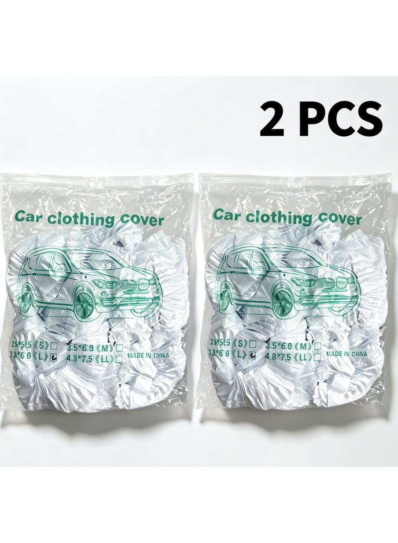 Arabest Disposable Car Cover Clear Plastic Car Cover Outdoor Universal Rain Dust Garage Cover with Elastic Band(2 PCS) - Image 1