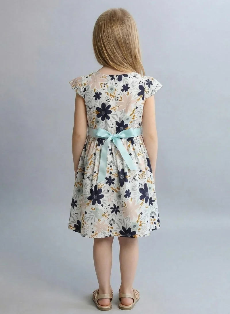 بيبي كلو Girls Multicolor Floral Printed Summer Dress Casual
