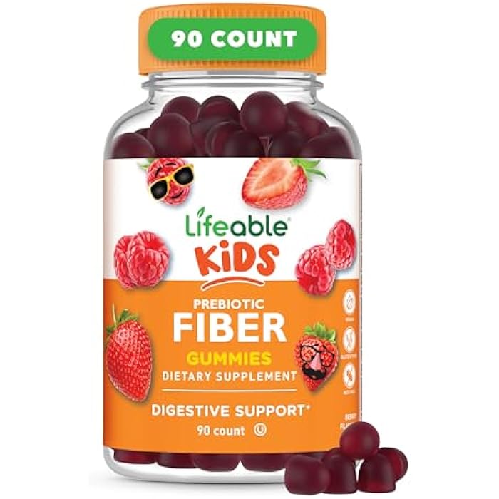 Lifeable Prebiotic Fiber Gummies for Kids | Kids Fiber Gummies 5g | Great Tasting Fiber Supplements for Kids | Prebiotic Gummies for Digestive Health | Fiber Gummy for Kids, Children | 90 Gummies - Image 1
