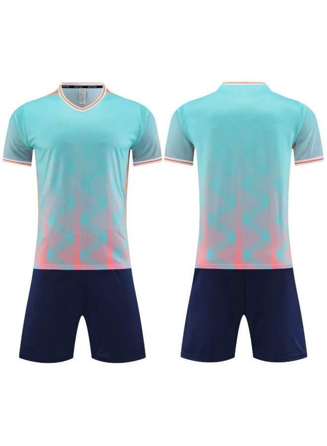 Competition Team Uniforms Sports Breathable Sweat-Wicking Printable Jerseys Football Uniforms For Children And Adults Light Lake Blue