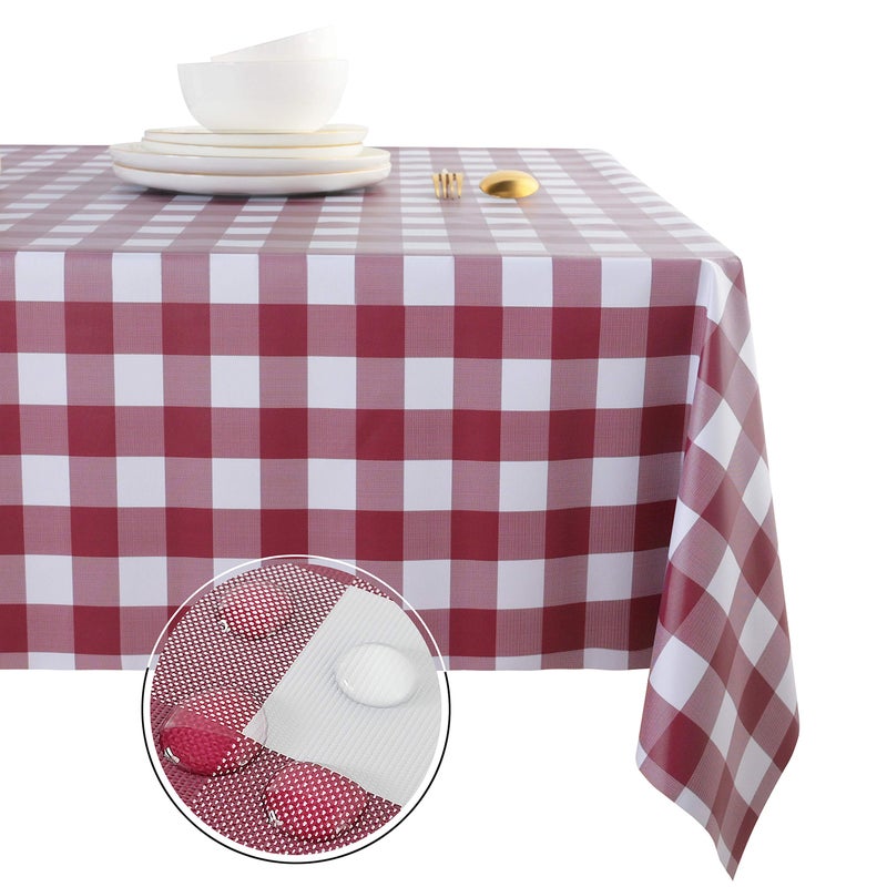 Obstal Obstal 100 Waterproof PVC Table Cloth OilProof SpillProof Vinyl Rectangle Tablecloth Wipeable Table Cover for Outdoor and Indoor UseBurgundy54 x 78 Inch 