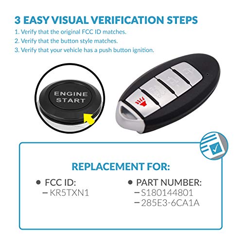 Keyless2Go Replacement for 4 Button Proximity Smart Key Nissan KR5TXN1 285E3-6CA1A - Image 4