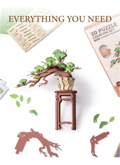 Robotime Rolife Evergreen Pine Bonsai DIY Wooden 3D Puzzle TG510 Premium 3D Puzzle Building Kits for Adults & Teens - Decorative Home Décor, Ramadan & Holiday Gift (Eid and Birthday) for Puzzle Enthusiasts, Stress Relief STEM Project  - Image 4