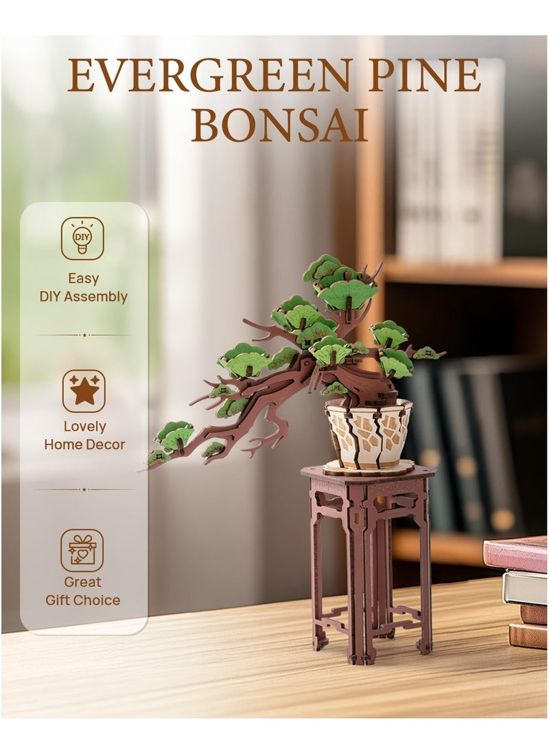 Robotime Rolife Evergreen Pine Bonsai DIY Wooden 3D Puzzle TG510 Premium 3D Puzzle Building Kits for Adults & Teens - Decorative Home Décor, Ramadan & Holiday Gift (Eid and Birthday) for Puzzle Enthusiasts, Stress Relief STEM Project  - Image 5