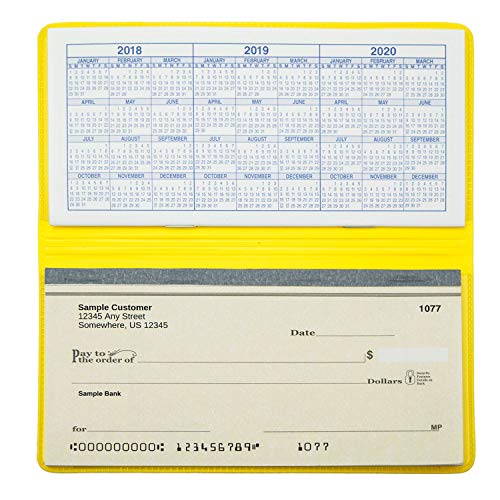 CAROUSELCHECKS Yellow Vinyl Checkbook Cover, Top Tear Personal Vinyl Checkbook Cover - Image 2