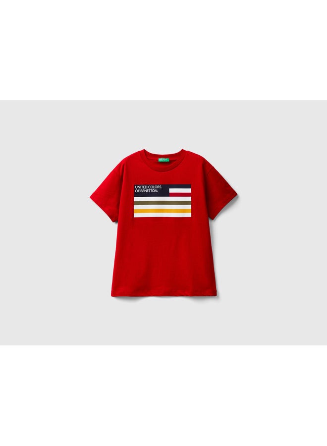 UNITED COLORS OF BENETTON 100% Organic Cotton T-Shirt - Red