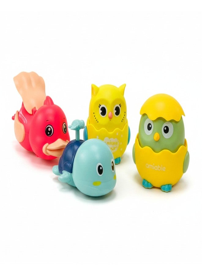 EITHEO Press and Go Penguin Toy for Babies Cartoon Animal Friction Cars, Educational Push & Go Toys for Toddlers – (Pack 4 Multicolor)