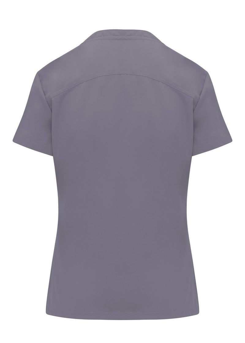 Natural Uniforms طقم سكراب نسائي من يونيفورمات الطبيعية - بلوزة حديثة قابلة للت tuck-in وسروال يوغا (رمادي، كبير جداً) - Image 3