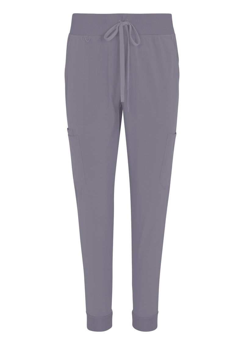 Natural Uniforms طقم سكراب نسائي من يونيفورمات الطبيعية - بلوزة حديثة قابلة للت tuck-in وسروال يوغا (رمادي، كبير جداً) - Image 4