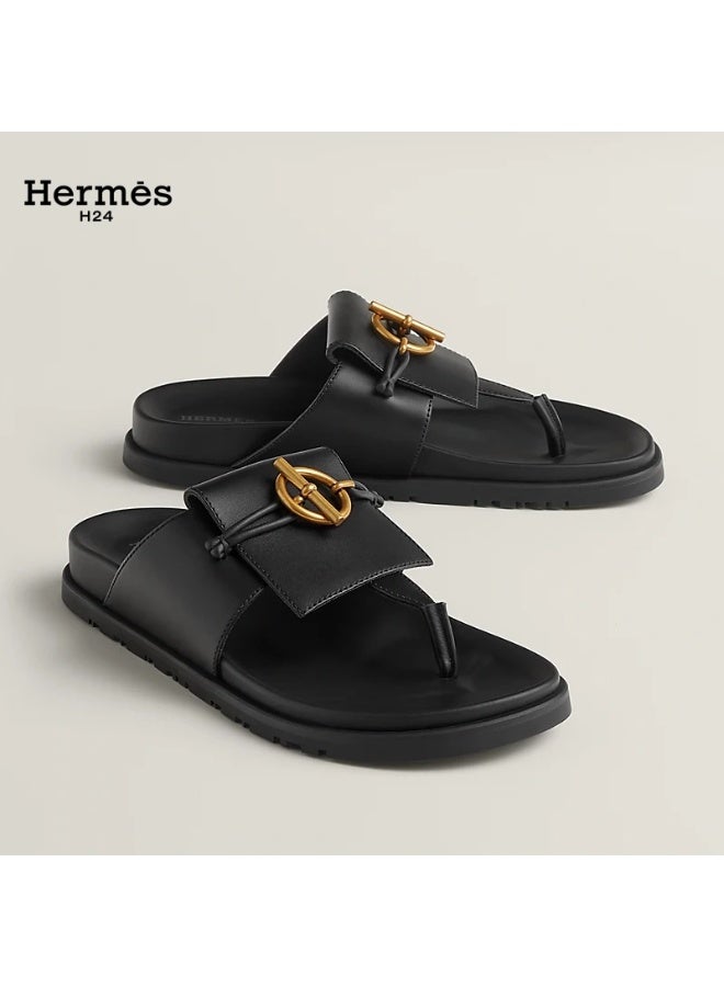 Hermes H24 Joyce sandal Techno-sandal in calfskin with anatomical rubber sole, featuring the iconic "Glenan" buckle. - Image 1