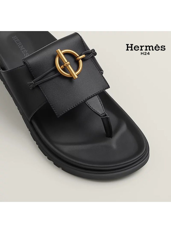 Hermes H24 Joyce sandal Techno-sandal in calfskin with anatomical rubber sole, featuring the iconic "Glenan" buckle. - Image 4