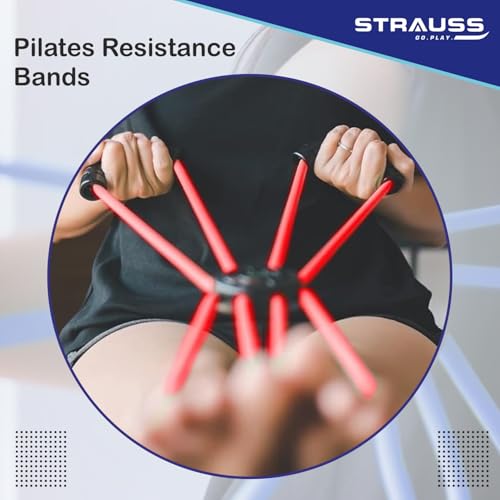 Strauss Whole Body Workout Resistance Tube | Ideal for Yoga, Gym, Home Workout | Premium Natural Latex, Lightweight, Soft & Comfortable Handle | 8 Shape Toning & Resistance Tube, (Red) - Image 5