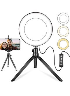Y&D 10-inch LED Ring Light Dimmable with Tripod Stand Cell Phone Holder Desktop, Nicefoto Mini Camera Lighting for Live Streaming/Makeup/YouTube Video/Photography, Lamp 3 Modes  - Image 1