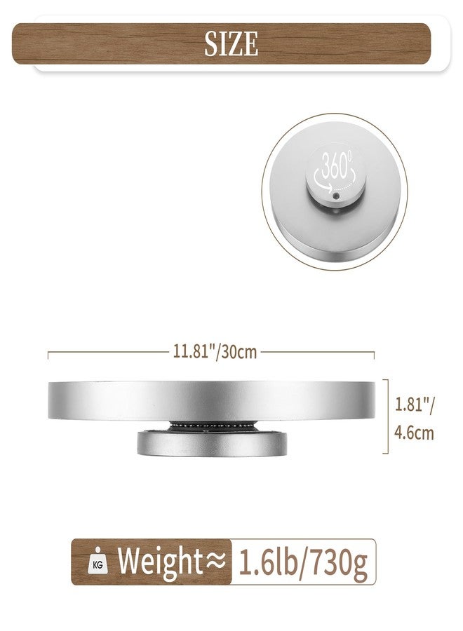Hanobe Lazy Susan Bathroom Tray: Decorative Round Table Centerpieces 12 inch Turntable Organizer for Countertop Dining Room Kitchen Pantry Champagne Sliver - Image 4