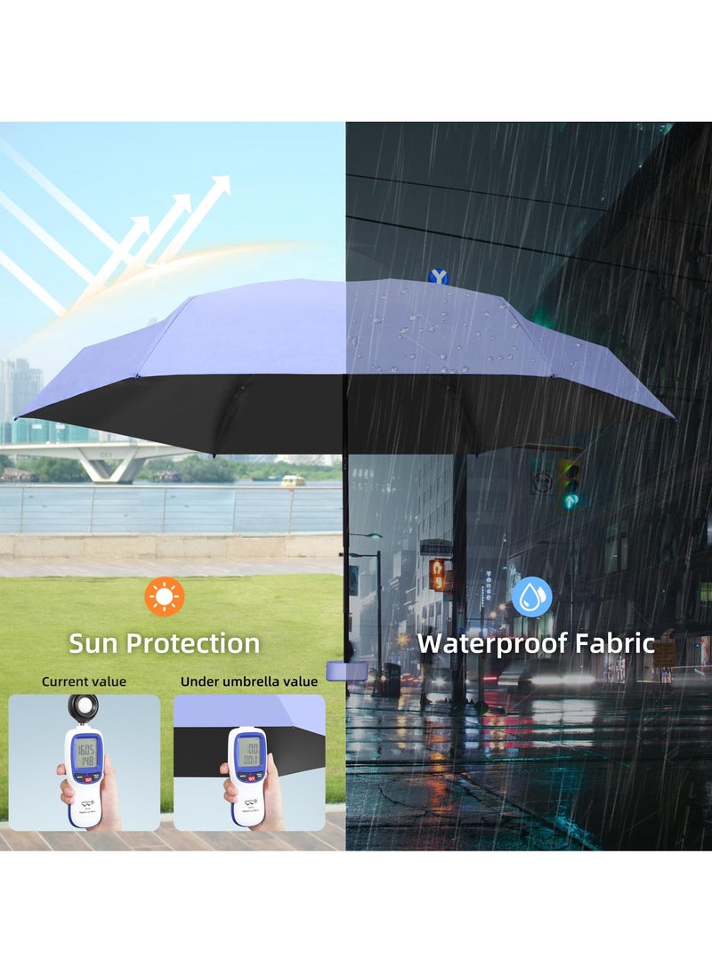 KHAJUL - Mini Umbrella with Capsule Case Sunshine UPF50 for Rainy and Sunny Days Purple - Image 1
