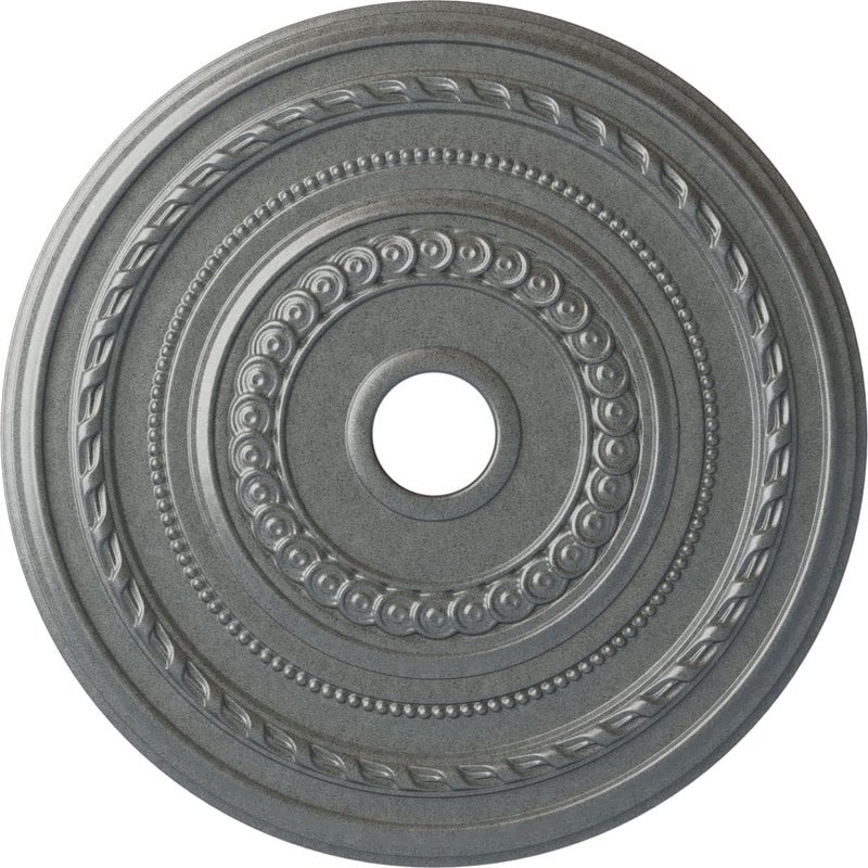 Ekena Millwork 25 3/8"OD x 3 3/8"ID x 1 3/8"P Cole Ceiling Medallion (Fits Canopies up to 9 1/8"), Hand-Painted Platinum - Image 1